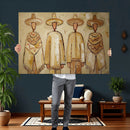 Mexican Folk Art Canvas Wall Art, Charro Poncho Sombrero Painting Print, Neutral Beige Boho Decor, Southwestern Impasto Style, Living Room Art by MyGreatCanvas | Canvas Wall Art Prints | Photo Prints & Wall Decor