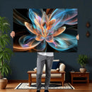 Fractal Lotus Canvas Wall Art, Blue Orange Glowing Flower Abstract Print, Modern Zen Meditation Room Decor, Ethereal Digital Art, Living Room by MyGreatCanvas | Canvas Wall Art Prints | Photo Prints & Wall Decor
