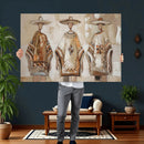 Mexican Folk Art Canvas Wall Art, Charro Poncho Sombrero Painting Print, Neutral Beige Boho Decor, Southwestern Impasto Style, Living Room Art by MyGreatCanvas | Canvas Wall Art Prints | Photo Prints & Wall Decor