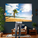 Tropical Beach Canvas Wall Art, Palm Tree Ocean Photo Print, Coastal Living Room Decor, Turquoise Sea Beach House Art, Summer Wall Art by MyGreatCanvas | Canvas Wall Art Prints | Photo Prints & Wall Decor