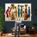 African Folk Art Canvas Wall Art, Colorful African Women Village Painting Print, Tribal Ethnic Home Decor, Vibrant African Art, Living Room by MyGreatCanvas | Canvas Wall Art Prints | Photo Prints & Wall Decor