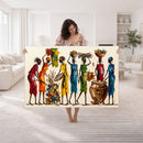 African Folk Art Canvas Wall Art, Colorful African Women Village Painting Print, Tribal Ethnic Home Decor, Vibrant African Art, Living Room
