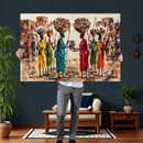 African Folk Art Canvas Wall Art, Colorful African Women Village Painting Print, Tribal Ethnic Home Decor, Vibrant African Art, Living Room by MyGreatCanvas | Canvas Wall Art Prints | Photo Prints & Wall Decor