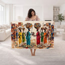 African Folk Art Canvas Wall Art, Colorful African Women Village Painting Print, Tribal Ethnic Home Decor, Vibrant African Art, Living Room