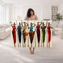 African Folk Art Canvas Wall Art, Colorful African Women Village Painting Print, Tribal Ethnic Home Decor, Vibrant African Art, Living Room