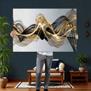 Black and Gold Abstract Wall Art, Modern Wave Canvas Print, Elegant Flowing Smoke Art, Luxury Living Room Decor by MyGreatCanvas | Canvas Wall Art Prints | Photo Prints & Wall Decor