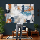 Blue Teal Abstract Canvas Wall Art, Modern Textured Painting Print, Navy Orange White Contemporary Art, Neutral Living Room Decor, Office Art by MyGreatCanvas | Canvas Wall Art Prints | Photo Prints & Wall Decor