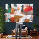 Blue Teal Abstract Canvas Wall Art, Modern Textured Painting Print, Navy Orange White Contemporary Art, Neutral Living Room Decor, Office Art by MyGreatCanvas | Canvas Wall Art Prints | Photo Prints & Wall Decor