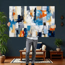 Blue Teal Abstract Canvas Wall Art, Modern Textured Painting Print, Navy Orange White Contemporary Art, Neutral Living Room Decor, Office Art by MyGreatCanvas | Canvas Wall Art Prints | Photo Prints & Wall Decor