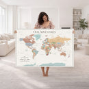 Personalized Push Pin World Map Canvas – Custom Framed