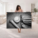 Vintage Baseball Glove and Bat Sports Wall Art Canvas,