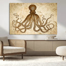 Sepia Octopus Wall Art Abstract Animal Canvas Print