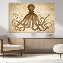 Sepia Octopus Wall Art Abstract Animal Canvas Print
