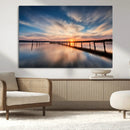 Wooden Pier on Seascape and Sunset Wall Art Canvas Print by MyGreatCanvas | Canvas Wall Art Prints | Photo Prints & Wall Decor