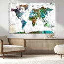 Modern Watercolor World Map Canvas Wall Art – Framed by MyGreatCanvas | Canvas Wall Art Prints | Photo Prints & Wall Decor