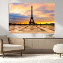Paris Eiffel Tower Sunset Canvas Wall Art Print - Iconic