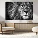Black and White Lion Canvas Wall Art Print – Wildlife