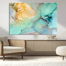 Abstract Aqua and Gold Fluid Wall Art Canvas | 3 Panel Large by MyGreatCanvas | Canvas Wall Art Prints | Photo Prints & Wall Decor