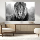 Black and White Lion Canvas Wall Art – Animal Print Artwork