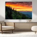 Forest Landscape Wall Art Sunset Canvas, Forest Sunset