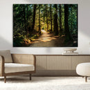 Sunlit Forest Pathway Canvas Print | 3 Panel Large Nature by MyGreatCanvas | Canvas Wall Art Prints | Photo Prints & Wall Decor
