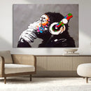 Dj Monkey Listening to Music Wall Art Print | Banksy Monkey by MyGreatCanvas | Canvas Wall Art Prints | Photo Prints & Wall Decor