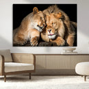 Lion and Lioness Wall Art Canvas Print – Framed African