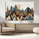 Abstract Wood Panel Effect Mountain Range Top Wall Art