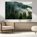 Misty Forest Wall Art Premium Canvas Print a Foggy and