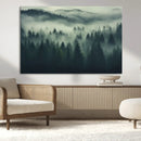 Misty Forest Wall Art Premium Canvas Print a Foggy and