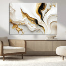 Gold Waves on Pure White Canvas – Gold Abstract Art for