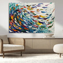 Modern Abstract Fish Shoal Wall Art Canvas Print, Colorful by MyGreatCanvas | Canvas Wall Art Prints | Photo Prints & Wall Decor