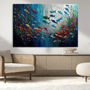 Modern Abstract Fish Shoal Wall Art Canvas Print, Colorful
