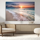 Sunset Beach Wall Art – Soothing Coastal Landscape, Ready to