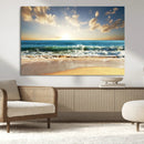 Golden Sunset Beach Triptych Canvas Wall Art for Living Room