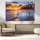 Serene Beach Sunset Wall Art Canvas- Coastal Seascape Print