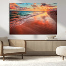 Sunset Beach Wall Art | Ocean Canvas Print | Coastal Wall