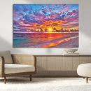 Vibrant Sunset Beach Wall Art - Ocean Sunset Canvas Print |
