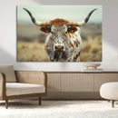 Texas Cow Longhorn Wall Art Canvas Print for Farm House Wall