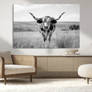 Texas Cow Longhorn Wall Art Canvas Print for Farm House Wall