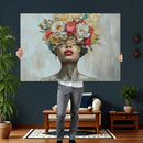Golden Petal Wall Art Canvas Print - Silhouette Woman Wall by MyGreatCanvas | Canvas Wall Art Prints | Photo Prints & Wall Decor