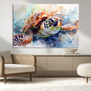 Watercolor Sea Turtle Wall Art Canvas Print - Vibrant Ocean