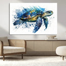 Turtle Wall Art Canvas Print, Framed Watercolor Turtle Art