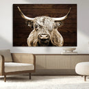 Highland Cow Wall Art Canvas Print, Rustic Farmhouse Decor,