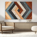 Geometric Wood Art Wall Decor Canvas Print, Rustic Wooden