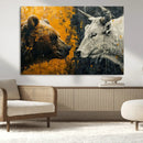 Bear and Bull Wall Art Canvas Print – Abstract Animal