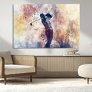 Abstract Watercolor Golf Player Wall Art Canvas Print