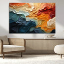 Blue Orange Abstract Wave Wall Art Canvas Print, Framed Blue