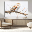 Barn Owl Wall Art on Branch | Stunning Canvas Print for