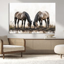 Chines Ink Style Horses Wall Art Canvas Print